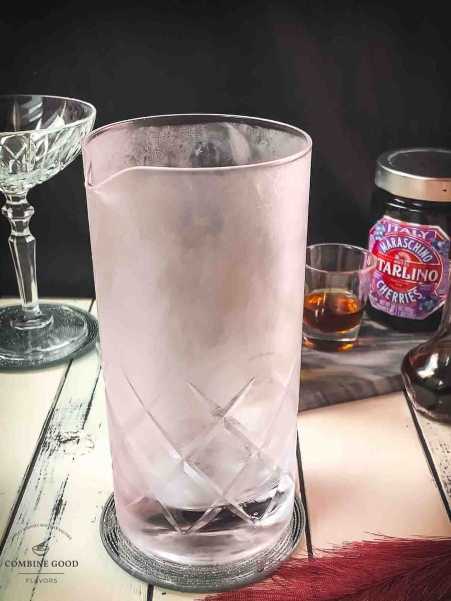 Chilled stirring glass.