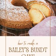 Boozy, fluffy Bailey's Irish cream bundt cake. Perfect with tea or coffee.