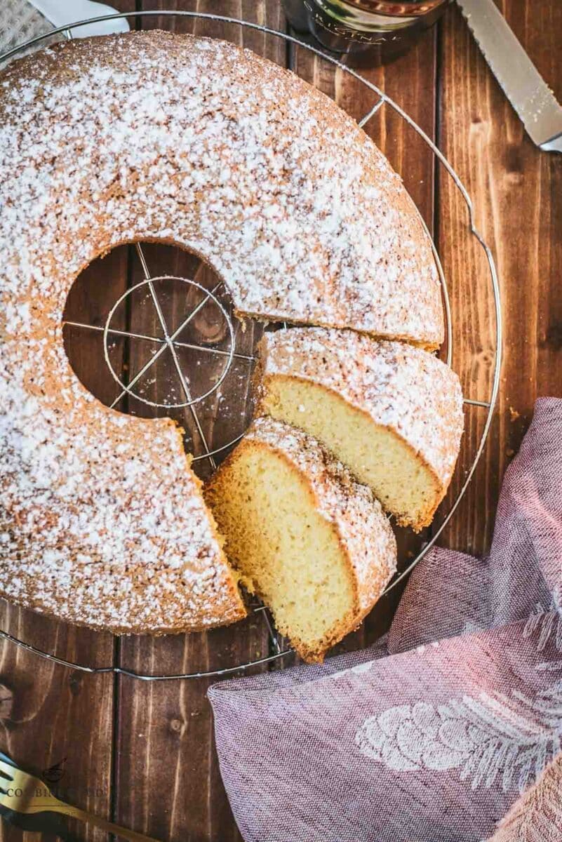 Boozy, fluffy Bailey's Irish cream bundt cake. Perfect with tea or coffee.