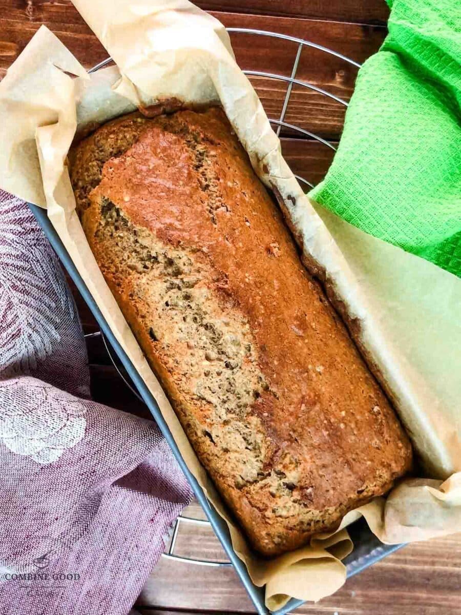 Brown sugar banana bread after baking.