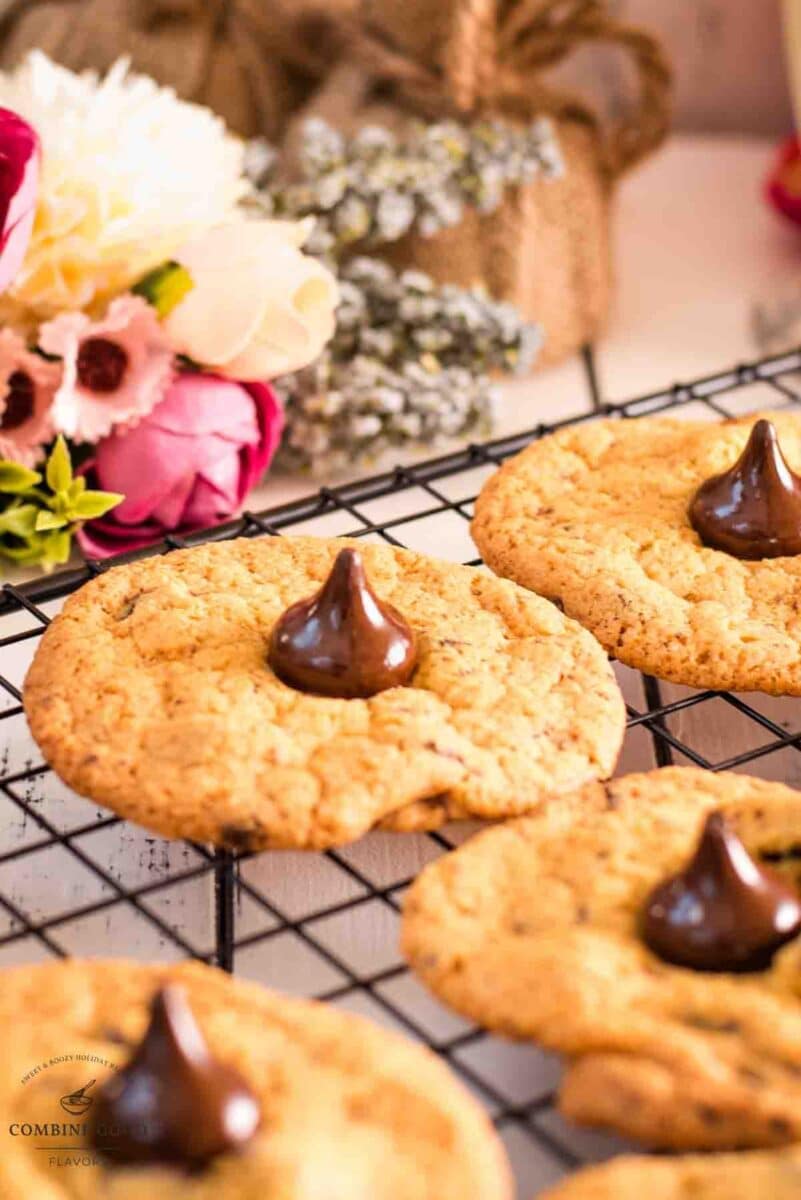 Delicious Hershey's Dark Chocolate Chip Cookies on cooling rack.