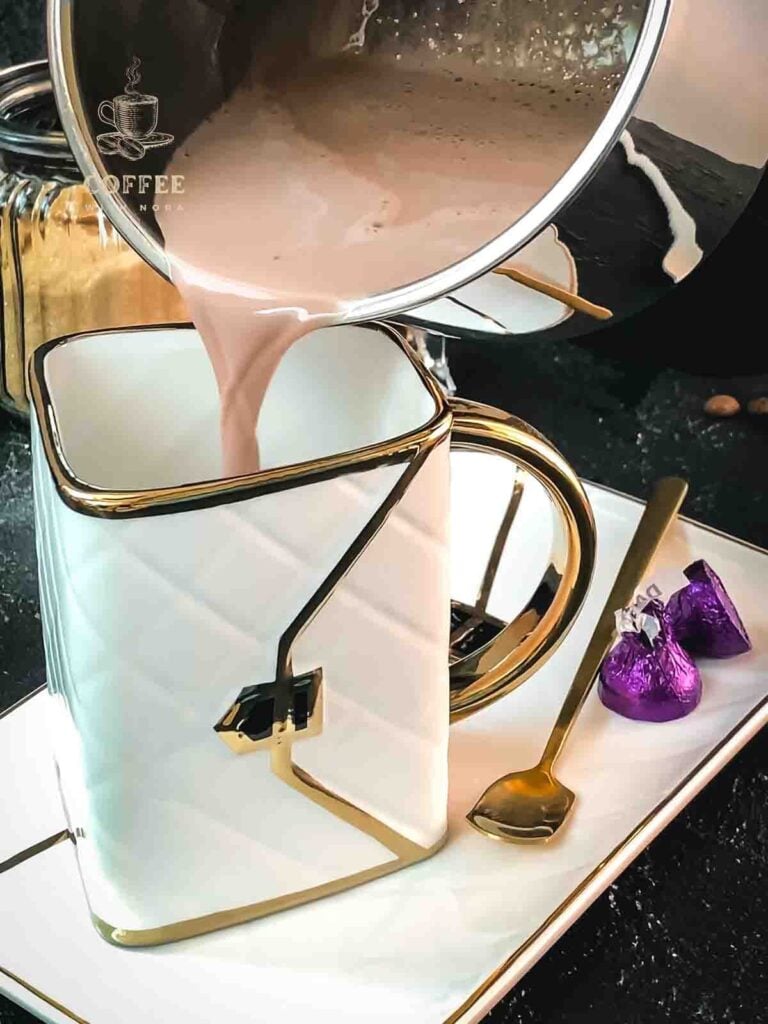 Pour the brown sugar mocha into a serving mug.