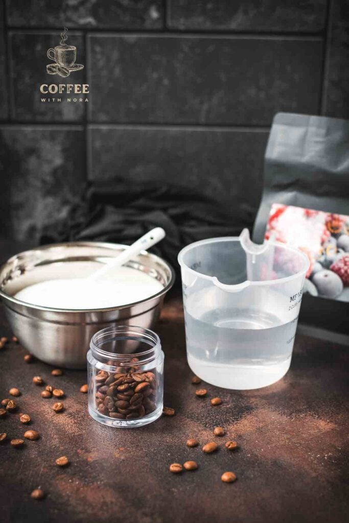 Ingredients coffee syrup - sugar, coffee beans, water.