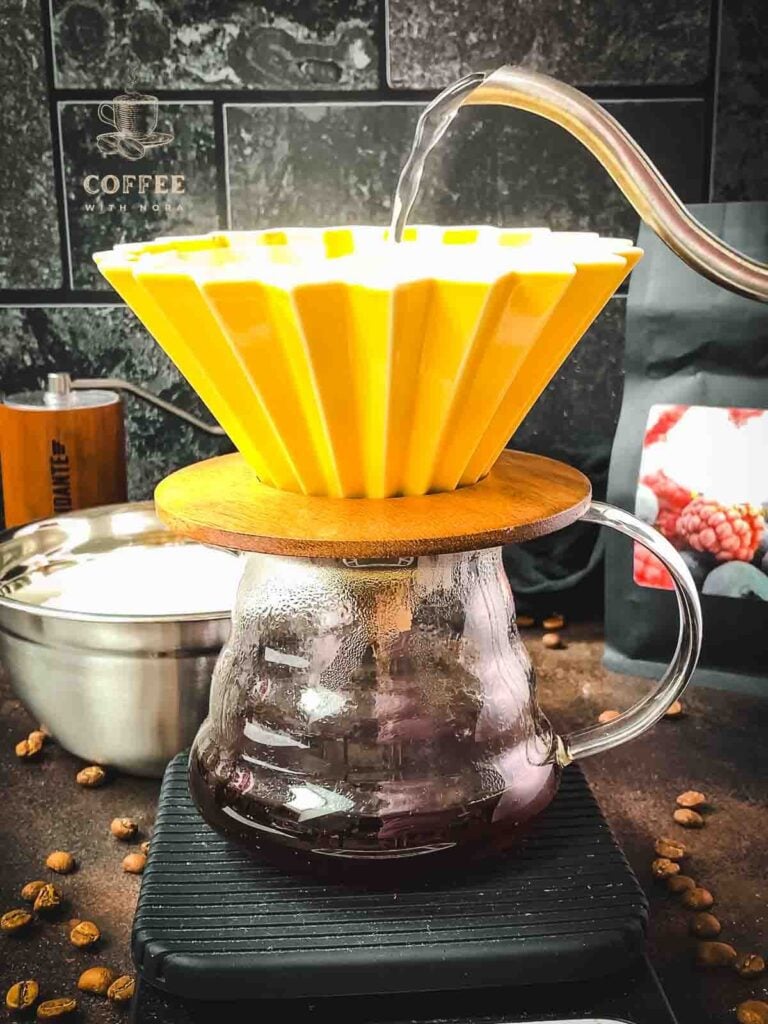 Brewing a delicious specialty coffee using an Origami Dripper.