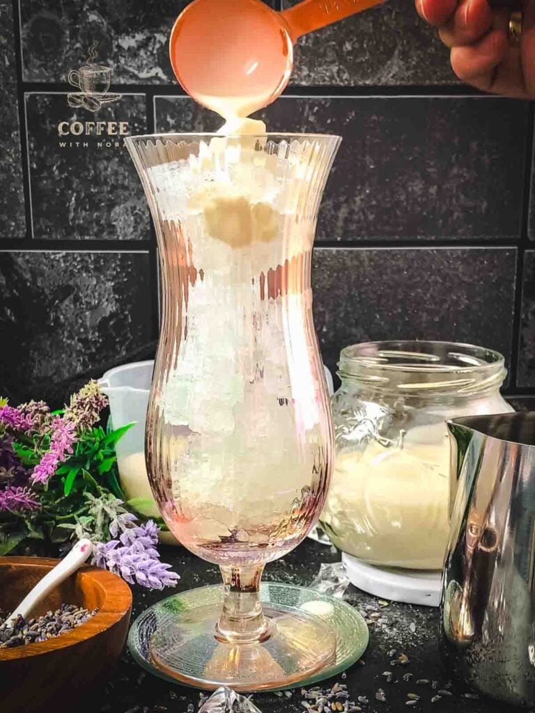 Add lavender coffee creamer.