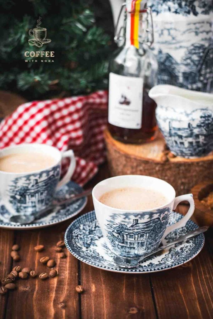 Alpine coffee served in pretty, traditional blue and white patterned coffee set.