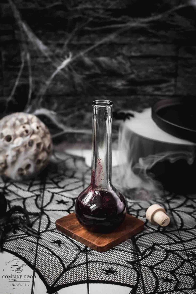 Eerily beautiful, decorated with cobwebs and a black, steaming cauldron.