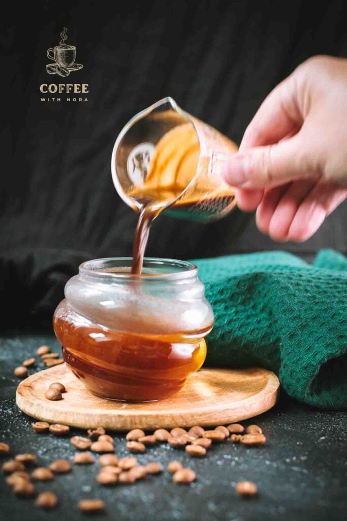 Add the espresso to the hot water.