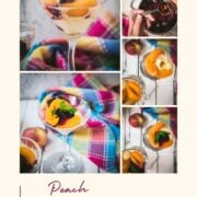 Elegant peach melba, served in cocktail glass.