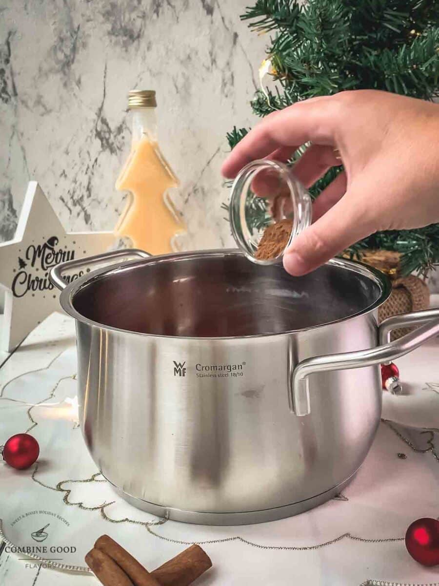Add ground cinnamon to the saucepan.