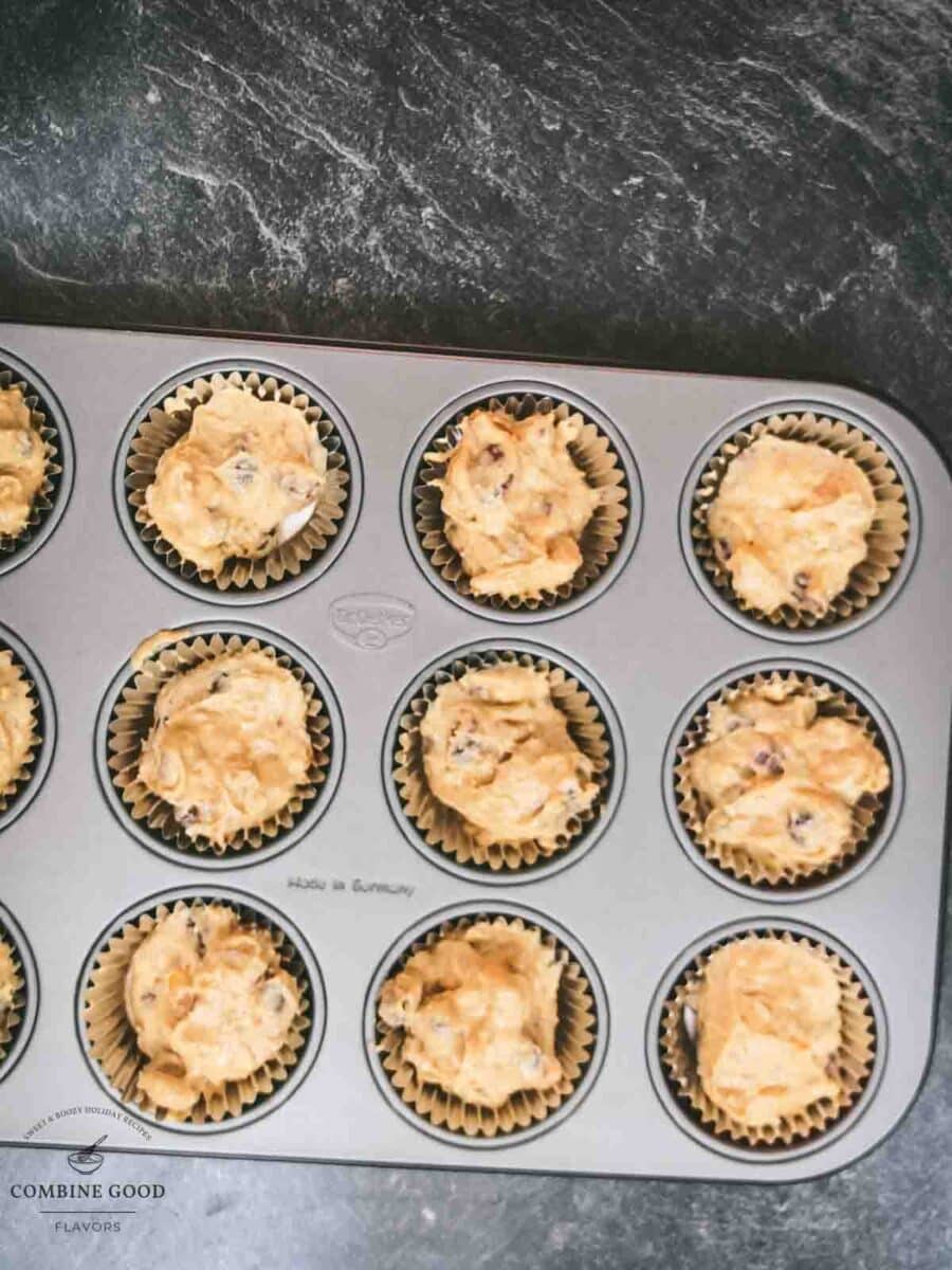 Fruit bread muffins before baking.