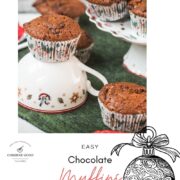 Delicious St. Nicholas chocolate muffins, placed one christmassy plates.