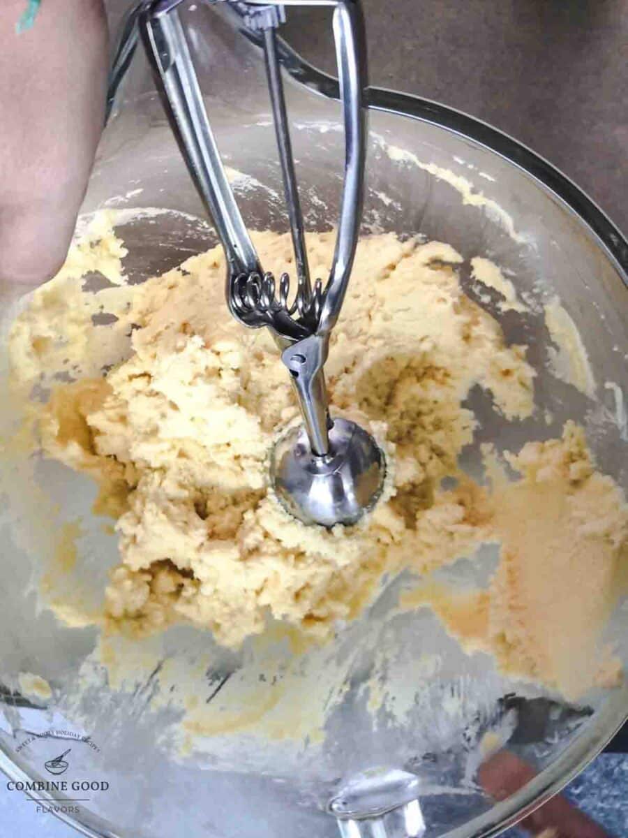 Scoop the dough out of the mixing ball, using a cookie scoop.