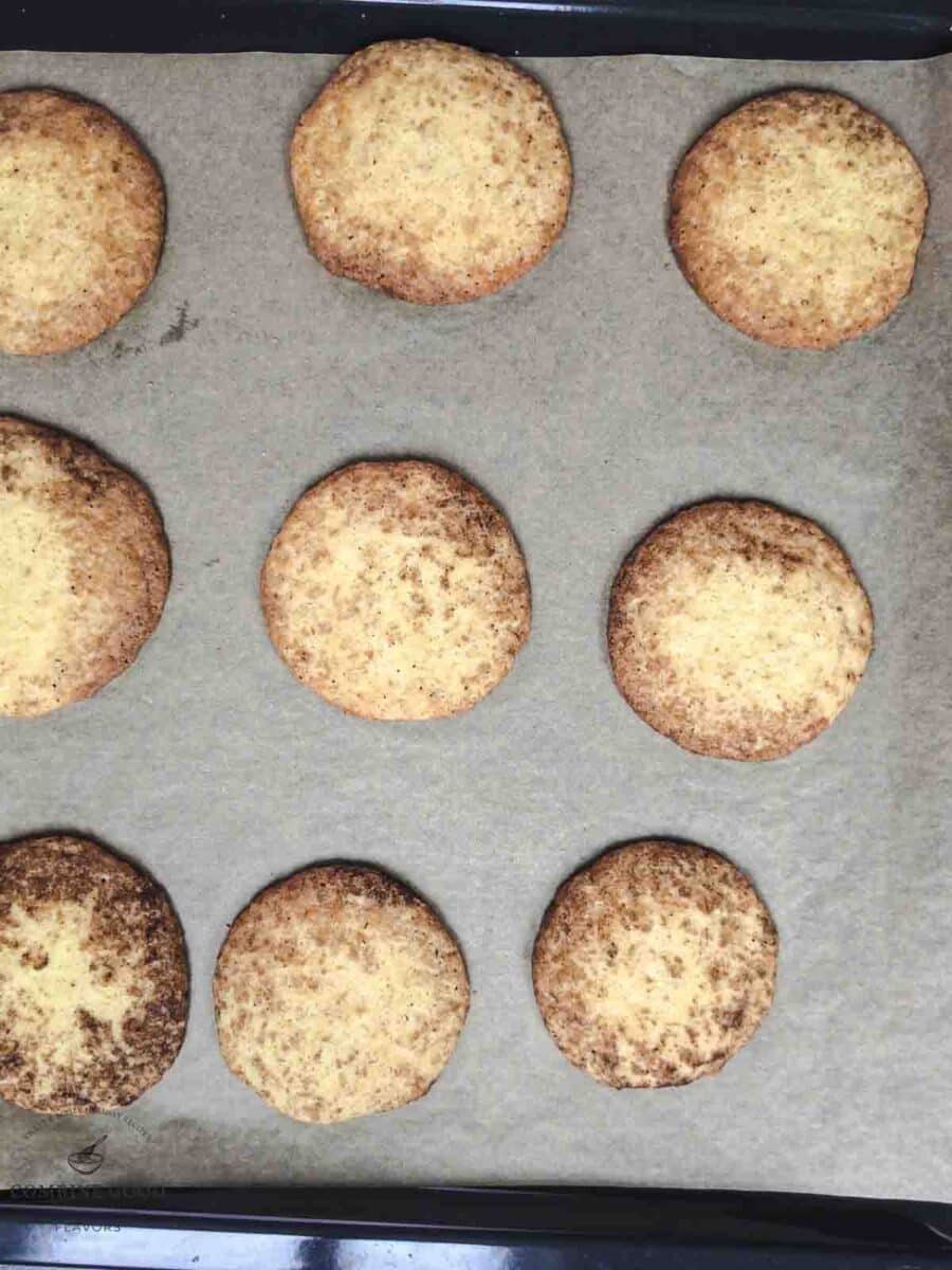 Finished baked snickerdoodles, straight from the oven.