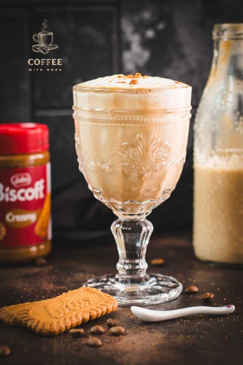 Delicious Biscoff latte with homemade Biscoff coffee creamer.