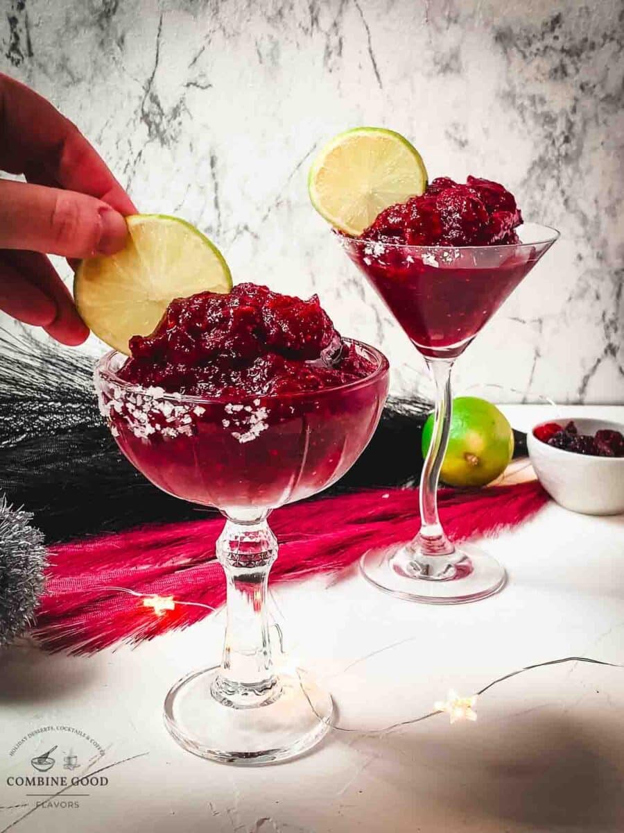 Garnish with a lime slice.
