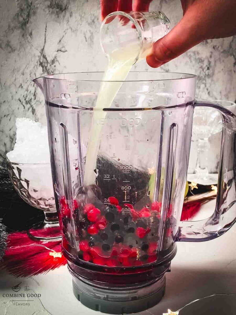 Add lime juice to your blender.
