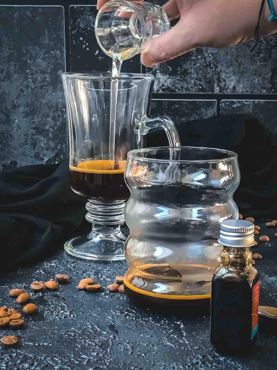 Add vanilla syrup to the espresso.