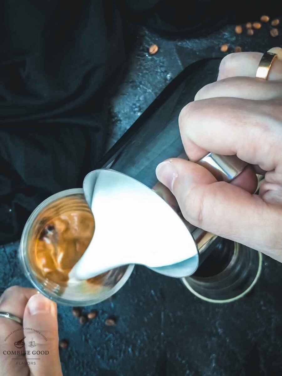 Pour the frothed milk on top.