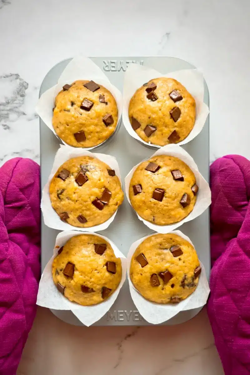 chocolate chunk banana muffins
