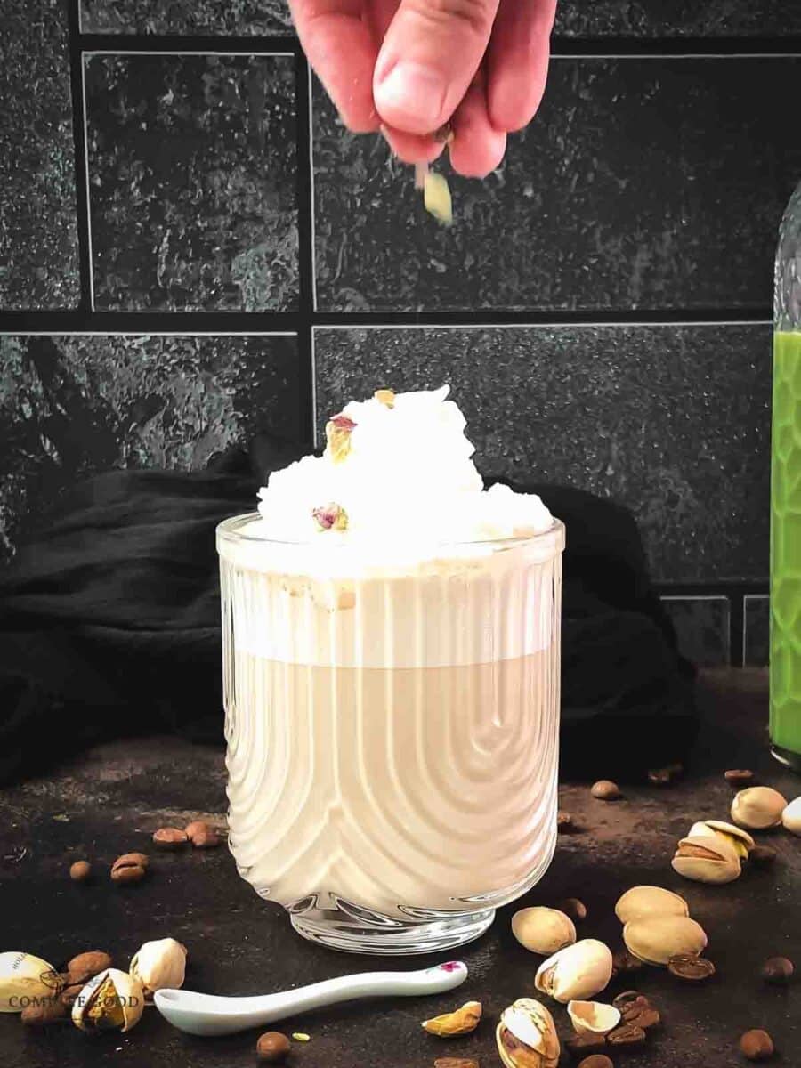 Sprinkle crushed pistachios on top of the whipped cream for an amazing look!