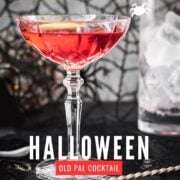 Old Pal cocktail with bourbon, Campari, dry vermouth, lemon zest.