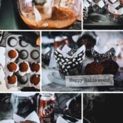 Easy Halloween chocolate muffins in ghost and spiderweb tulip liners