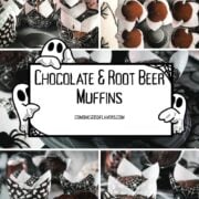 Chocolate root beer muffins for Halloween with baking process photos