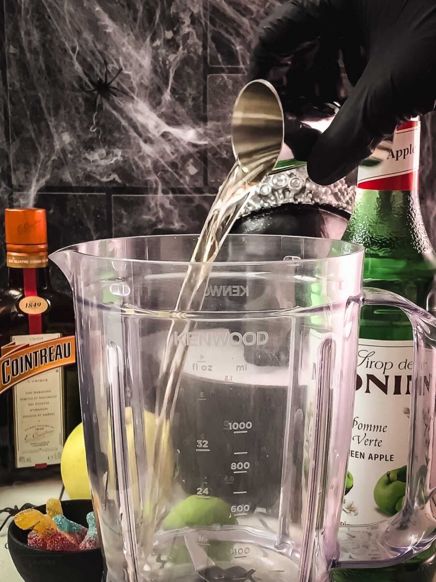 Tequila added to a blender