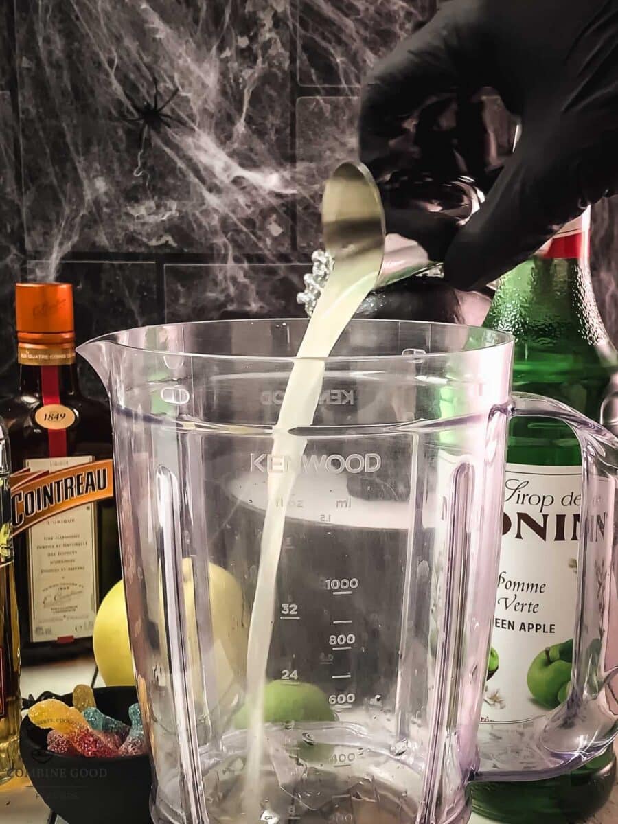 Line juice added to a blender