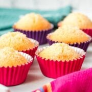 Gorgeous coconut muffins, placed in white plate.
