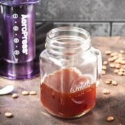 Aeropress coffee in mason jar.